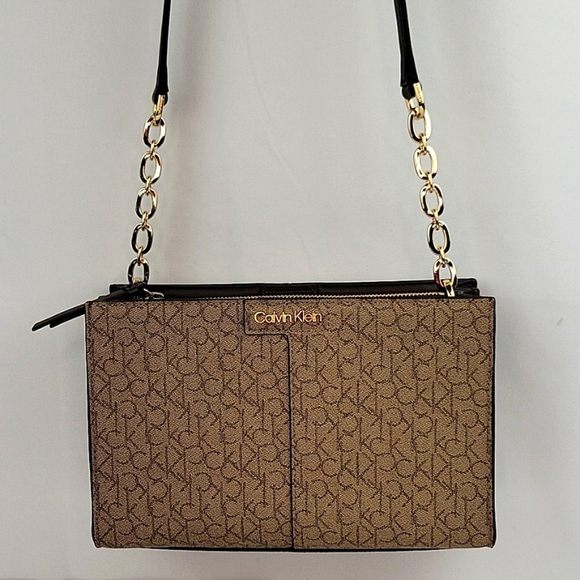 Calvin Klein XBody Bag Tan & Brown Signature Print - Picture 1 of 16